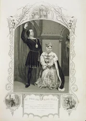 Mr. Phelps als Hamlet und Miss Glyn als Königin Gertrude, Akt III Szene 4, in Hamlet von William Shakespeare (1564-1616)