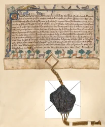 Freibrief für Wilderei, Gewährung von Jagdrechten durch Edward I. an Roger de Pilkington, um 1291