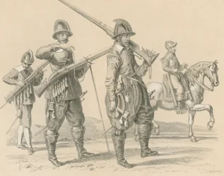 Musketiere oder Füsiliere und Kavallerie, um 1650