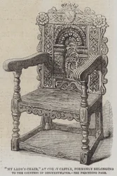 "Der Stuhl meiner Dame," im Corby Castle, ehemals im Besitz der Gräfin von Derwestwater (Stich)