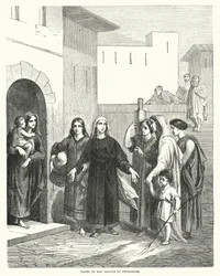 Naomi bei ihrer Rückkehr nach Bethlehem (Gravur)