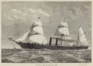Neues Depeschen-Schiff, HMS Iris, aus Stahl gebaut