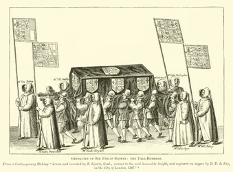 Trauerfeierlichkeiten für Sir Philip Sidney, die Sargträger