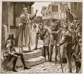 Einer von Williams armen Priestern predigt dem Volk, Illustration aus Cassells Illustrierter Geschichte Englands