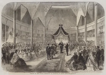 Eröffnung der italienischen Ausstellung in Florenz durch Victor Emmanuel (Stich)