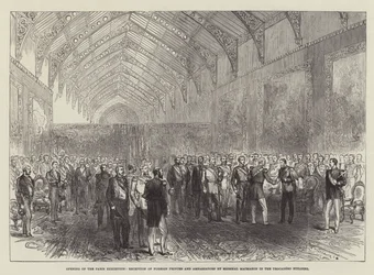 Eröffnung der Pariser Ausstellung, Empfang ausländischer Prinzen und Botschafter durch Marschall Macmahon im Trocadero-Gebäude