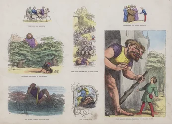 Seite aus dem attraktiven Bilderbuch (farbige Gravur)