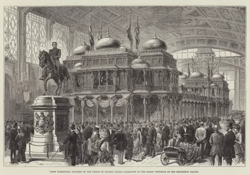 Pariser Ausstellung, Pavillon der indischen Sammlung des Prinzen von Wales im großen Vestibül des Ausstellungspalastes (Gravur)