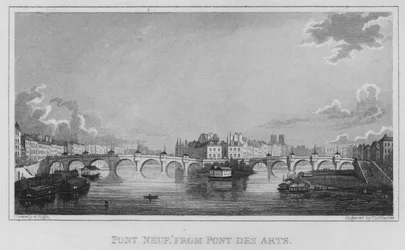 Paris, Pont Neuf, vom Pont Des Arts (Gravur)