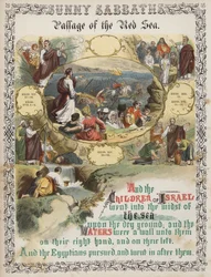 Durchquerung des Roten Meeres (farbige Gravur)