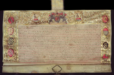 Patent zur Wiederherstellung des Herzogtums Norfolk, von Karl II., 1660 (Tinte & Blattgold auf Pergament)