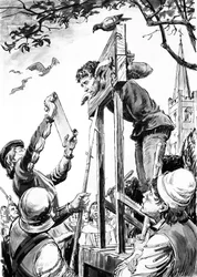 Perkin Warbeck gezwungen, ein Geständnis seiner Missetaten zu lesen