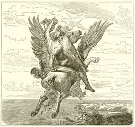 Perseus auf dem geflügelten Pferd Pegasus mit dem Kopf der Medusa