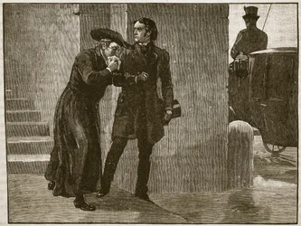 Pius IX. verlässt den Vatikan in Verkleidung, 1848, Illustration aus Cassells Illustrierter Geschichte Englands