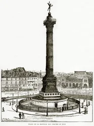 Place de la Bastille und Julisäule, Illustration aus Old and New Paris von H. Sutherland Edwards