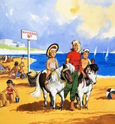 Ponyreiten am Strand