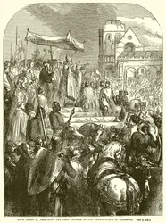 Papst Urban II predigt den Ersten Kreuzzug auf dem Marktplatz von Clermont