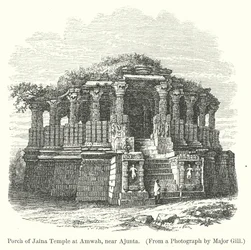 Vorhalle des Jaina-Tempels in Amwah, nahe Ajunta (Gravur)