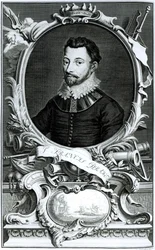 Porträt von Sir Francis Drake (ca. 1540-96) graviert von Jacobus Houbraken (1698-1780) (Stich)