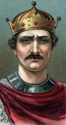 Porträt Wilhelms I. des Eroberers (1027-1087), Herzog der Normandie und erster normannischer König von England - aus der Reihe „Führer der Menschheit“ - Chromolithografie - Englische Schule, 20. Jahrhundert