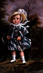 Porträt eines Kindes mit einem schwarzen Hund, ca. 1830