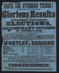 Plakat zur Feier des Sieges der konservativen Kandidaten bei den Parlamentswahlen in Yorkshire