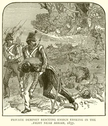 Private Dempsey rettet Fähnrich Erskine im Kampf bei Arrah, 1857