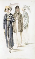 Promenadenkleider, Modeplatte aus Ackermanns Repository of Arts