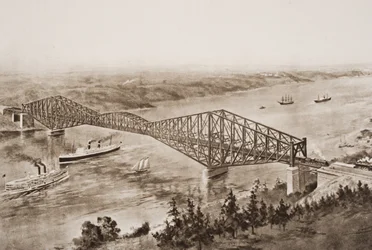 Quebec-Brücke über den Sankt-Lorenz-Strom, Kanada, Illustration aus 