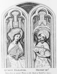 Königin Eleonore und Heinrich III., aus einem alten Fenster in der Kirche von Boxhill, Sussex