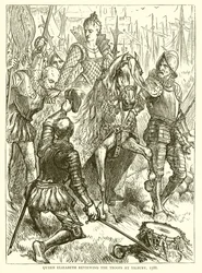 Königin Elizabeth inspiziert die Truppen in Tilbury, 1588