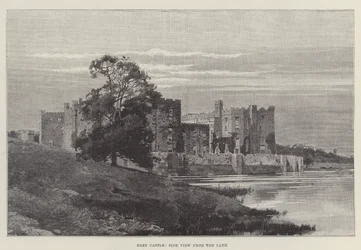 Raby Castle, Seitenansicht vom See (Stich)