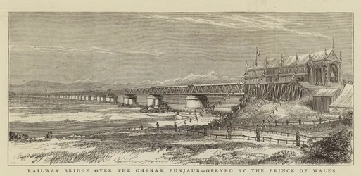 Eisenbahnbrücke über den Chenab, Punjaub, eröffnet vom Prinzen von Wales