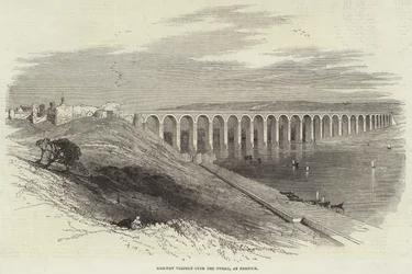Eisenbahnviadukt über den Tweed bei Berwick (Stich)