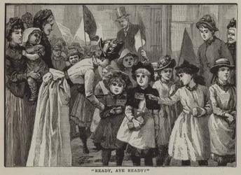 "Bereit, immer bereit!": eine Gruppe von Kindern auf einem Sommerausflug aufs Land