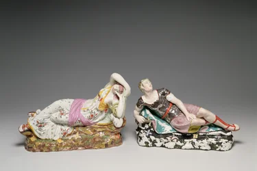 Liegende Figuren von Cleopatra (69-30 v. Chr.) und Mark Antony (ca. 82-30 v. Chr.), Staffordshire, um 1810-20