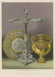 Repoussé-Silbertisch etc. von Messrs Elkington und Co, Birmingham und London