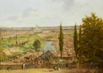 Rhobess Farm im Jahr 1844 (heute Ampthill Square in Camden, London); trägt die Inschrift 