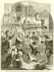 Aufruhr vor dem Parlament bei der Einführung des Verbrauchssteuerplans