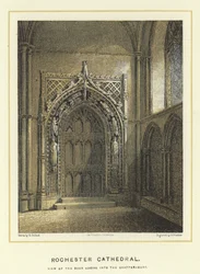 Kathedrale von Rochester, Blick auf die Tür zum Kapitelhaus