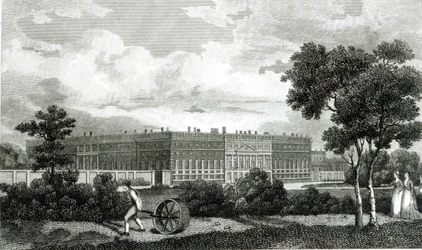 Rasenmähen im Hampton Court Palace, 7. März 1807