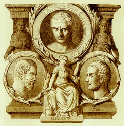 Römische Literatur, Illustration aus Geschichte Roms von Victor Duruy, veröffentlicht 1884