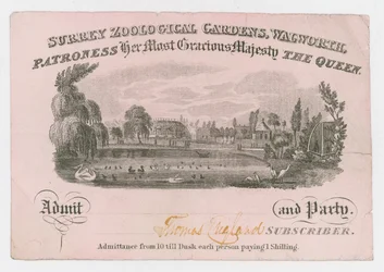 Royal Surrey Zoologische Gärten, Eintrittskarte