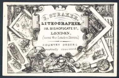 S Straker, Lithograph, Visitenkarte