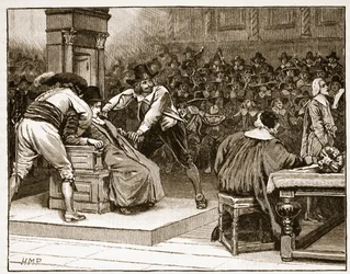 Szene im House of Commons: der Sprecher wird gezwungen, Illustration aus Cassells Illustrierter Geschichte Englands