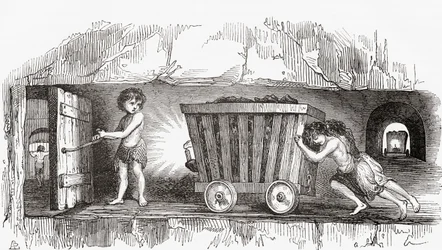 Szene in einem englischen Kohlebergwerk, frühes 19. Jahrhundert (Stich)