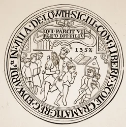 Siegel der Louth Grammar School, 1552 (Sepia-Foto)