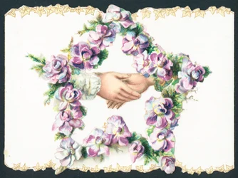 Händeschütteln in einem Blumenstern, Karte