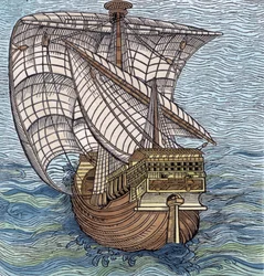 Schiff aus der Zeit von Kolumbus, aus 