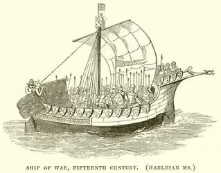 Kriegsschiff, fünfzehntes Jahrhundert. (Harleian Ms.)